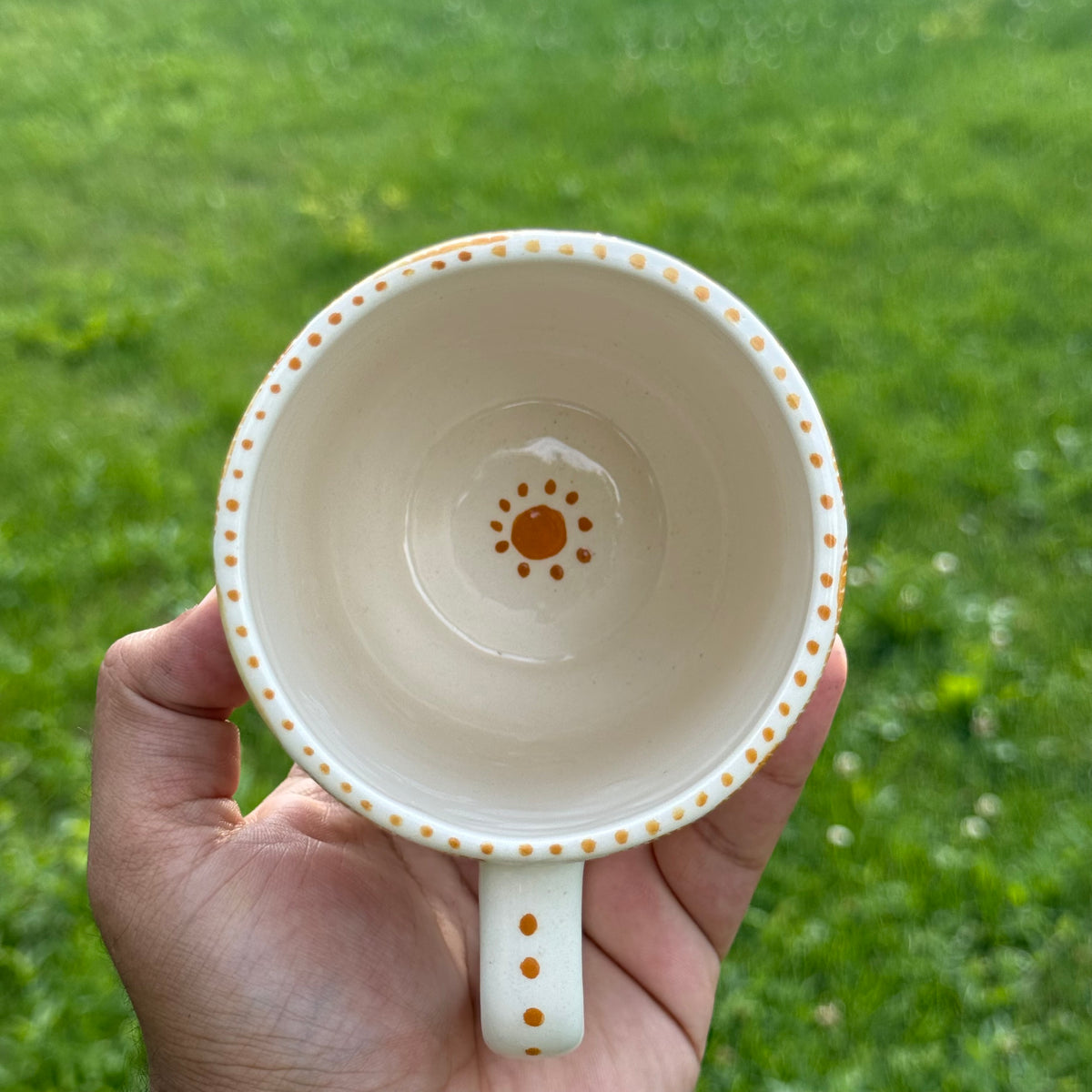 Handmade Ceramic Mug – Orange Mandala