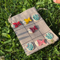 Handmade Ceramic Tic-Tac-Toe Set – Fish & Seaweed with Linen Pouch
